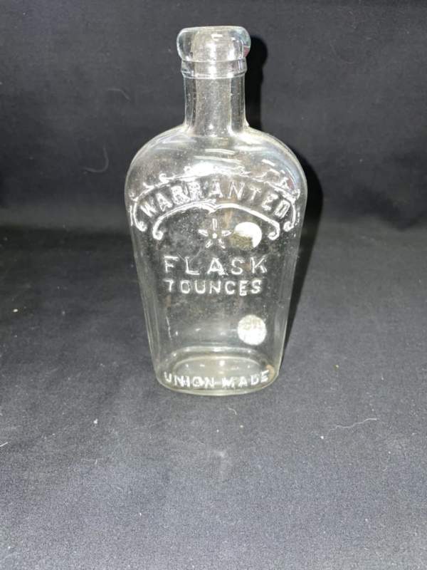 Warranted Flask 7 Ounces Union Made Glass Bottle - Storage Discoveries